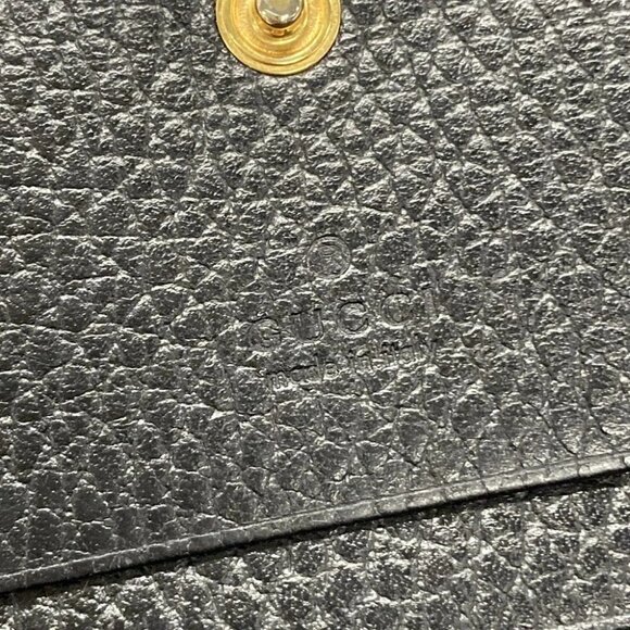 GUCCI Double G Card Case Wallet/GG Marmont Black Leather - Picture 7 of 11